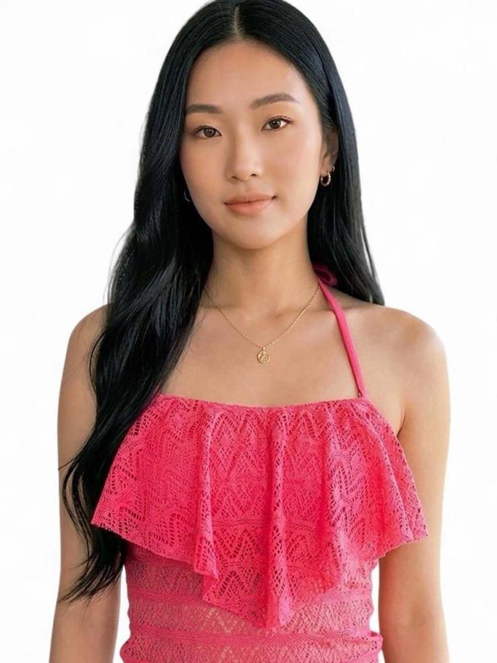Hula Honey Pink Lace Ruffle Swim Coverup